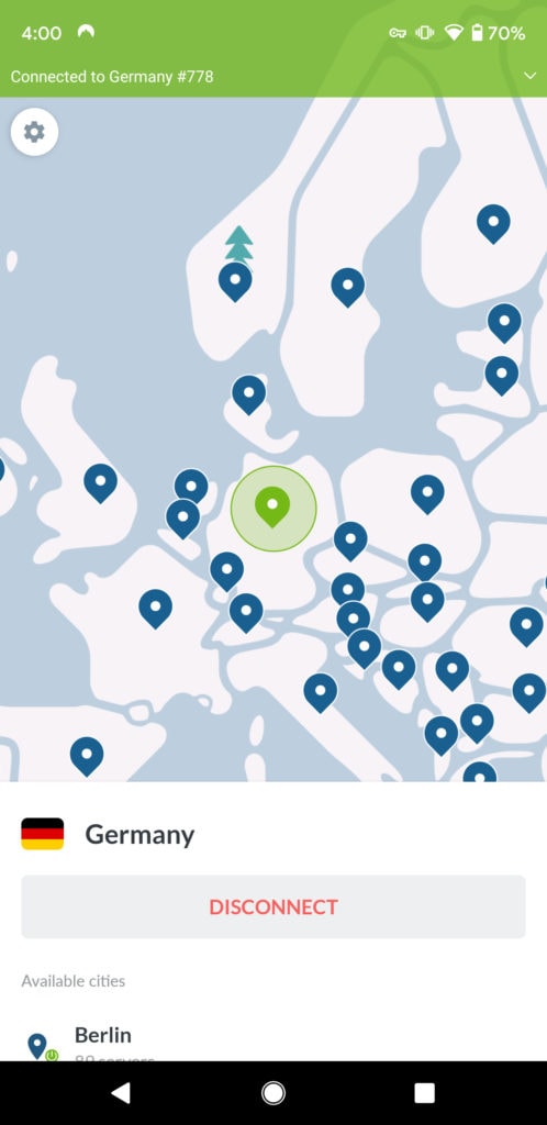 Android connection with NordVPN
