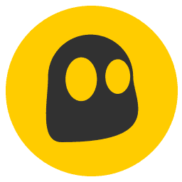 cyberghost logo tegen gele achtergrond