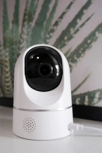 ip camera op wit kastje bij plantenposter
