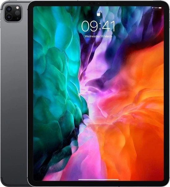 voorkant en stukje achterkant zwarte Apple iPad Pro (2020)