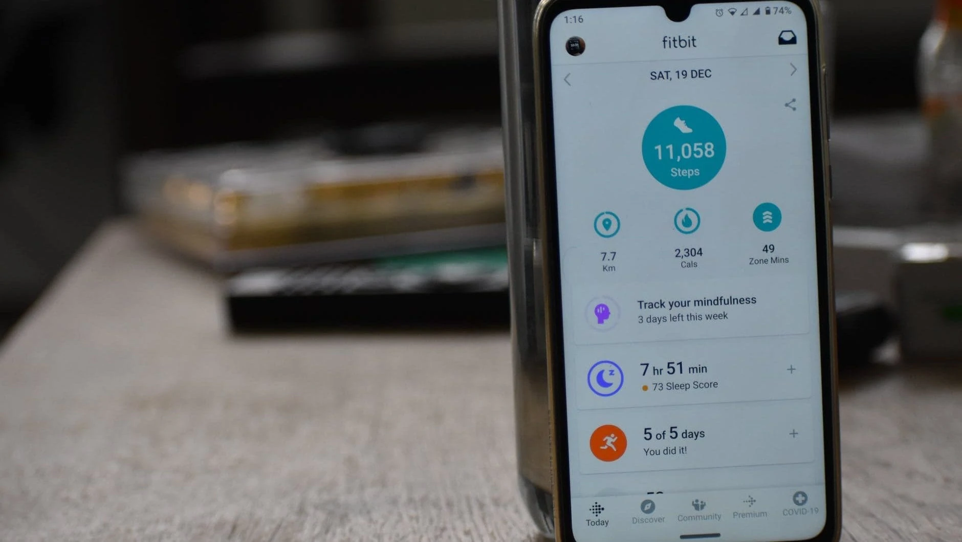 Fitbit data op een smartphone