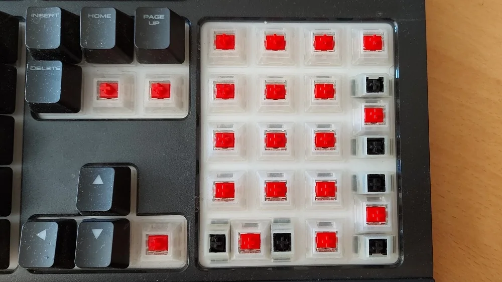 Voorbeeld van switches van een gaming-toetsenbord