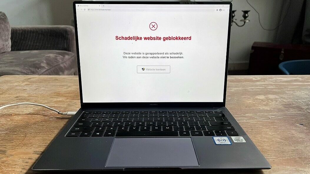 Schadelijke website geblokkeerd op een laptop