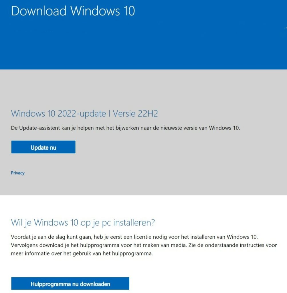 Stappen voor het downloaden van het Windows 10 hulpprogramma op de support-site van Windows