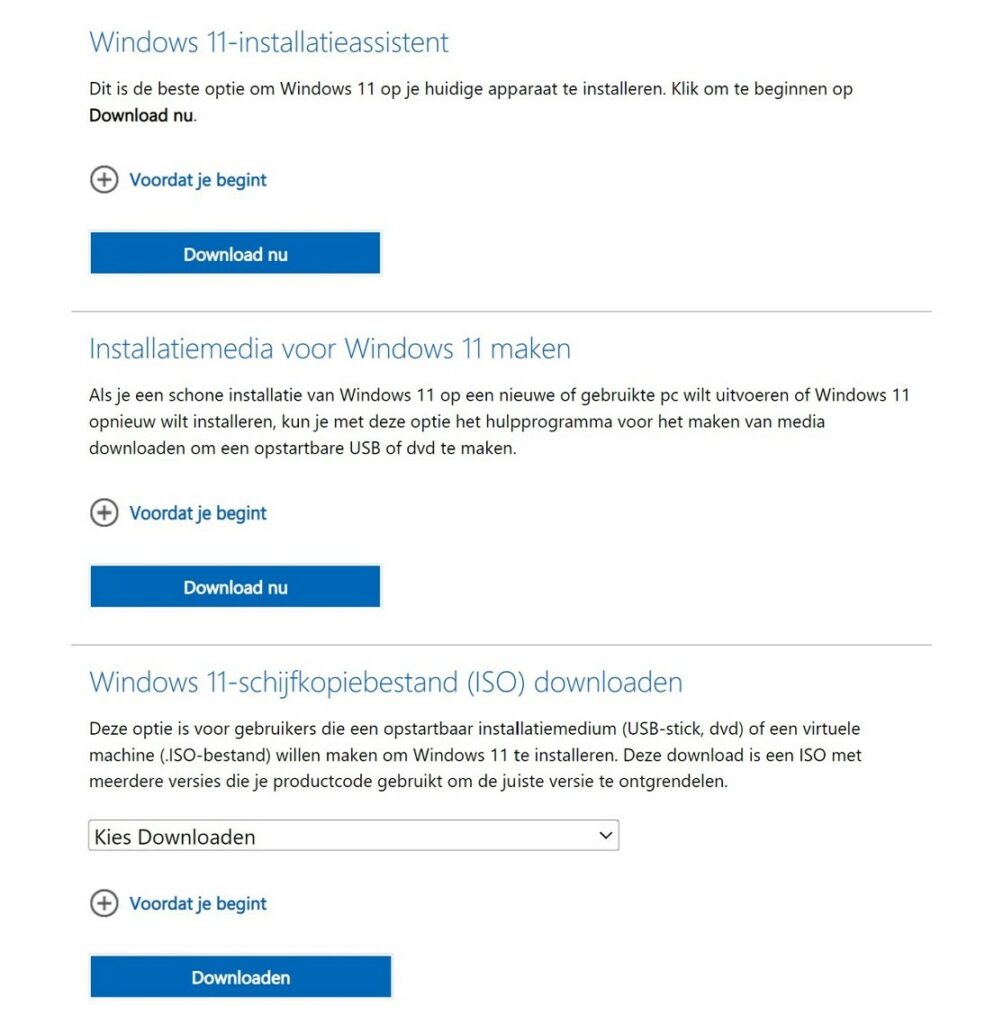 Stappen voor het downloaden van het Windows 11 hulpprogramma op de support-site van Windows
