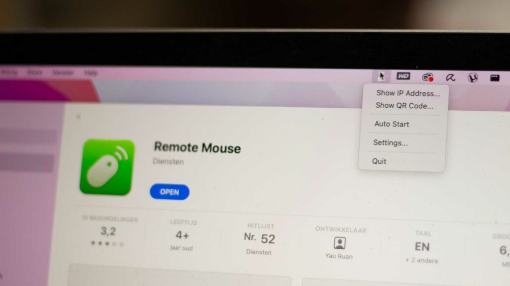 instructies voor instellen remote mouse