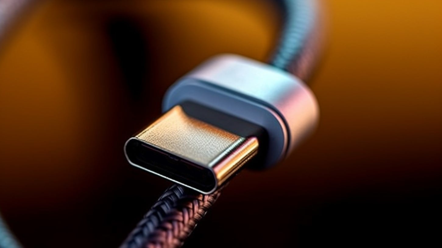 Close-up van een usb-c-kabel