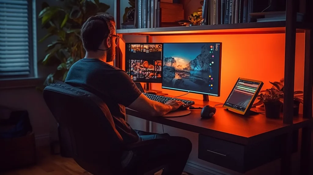 Man zit op ergonomisch correcte manier achter zijn computer