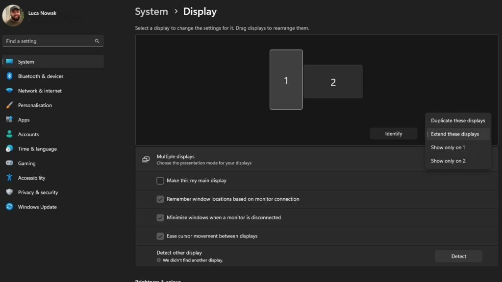 screenshot display instellingen op windows voor meerdere monitors