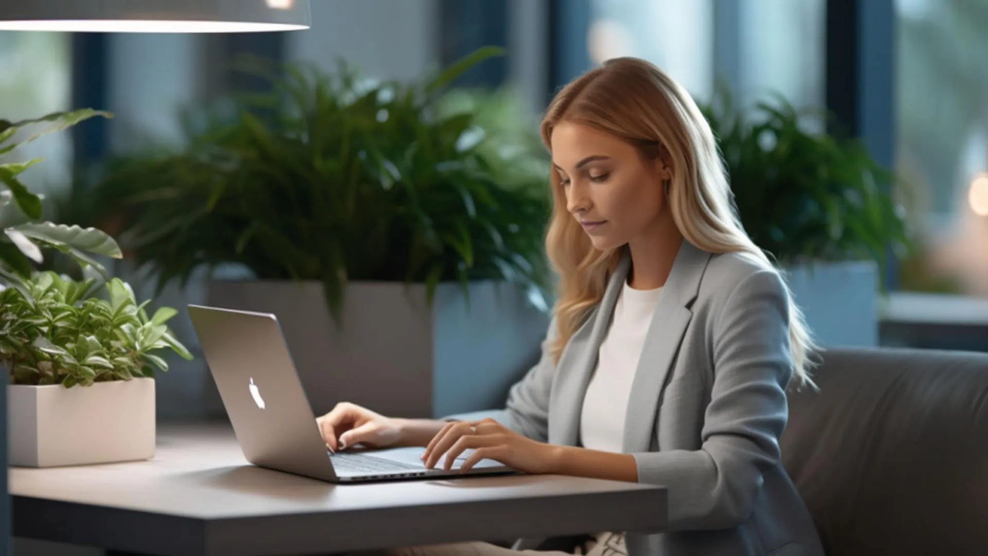 Een zakenvrouw die rustig werkt op haar MacBook dankzij Microsoft Exchange.
